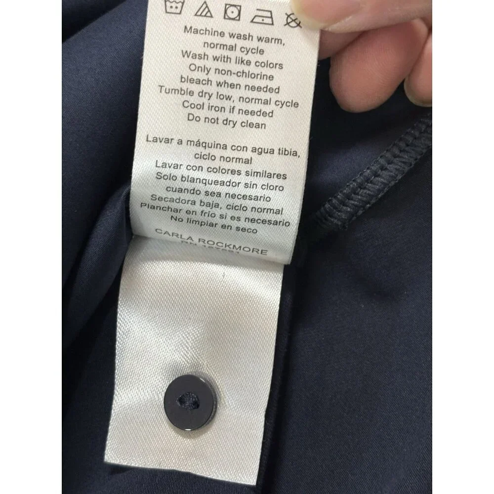 Carla Rockmore Collection The Essential Button Down Shirt Navy Size Small - Picture 9 of 10